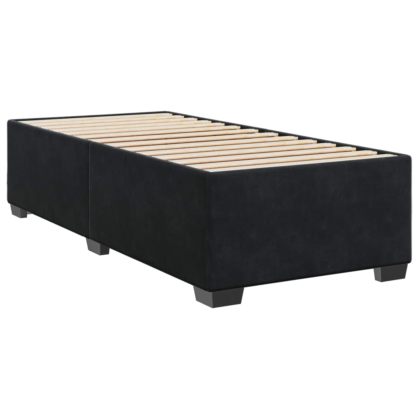 Boxmadras med topmadras med hovedgærde Sort 90 x 190 cm Fløjl