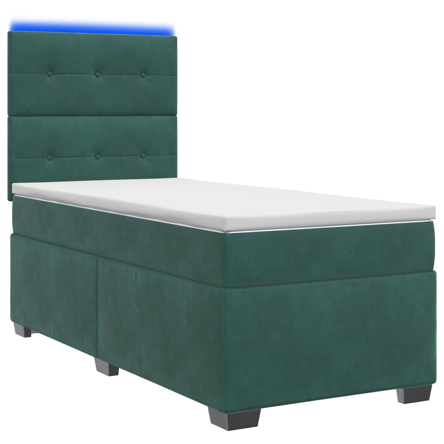 Boxmadras med topmadras Mørkegrøn 90 x 190 cm Fløjl