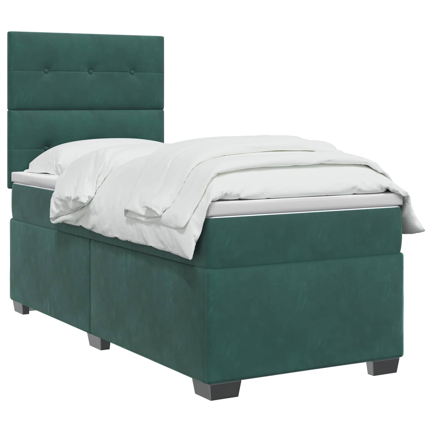Boxmadras med topmadras Mørkegrøn 90 x 190 cm Fløjl