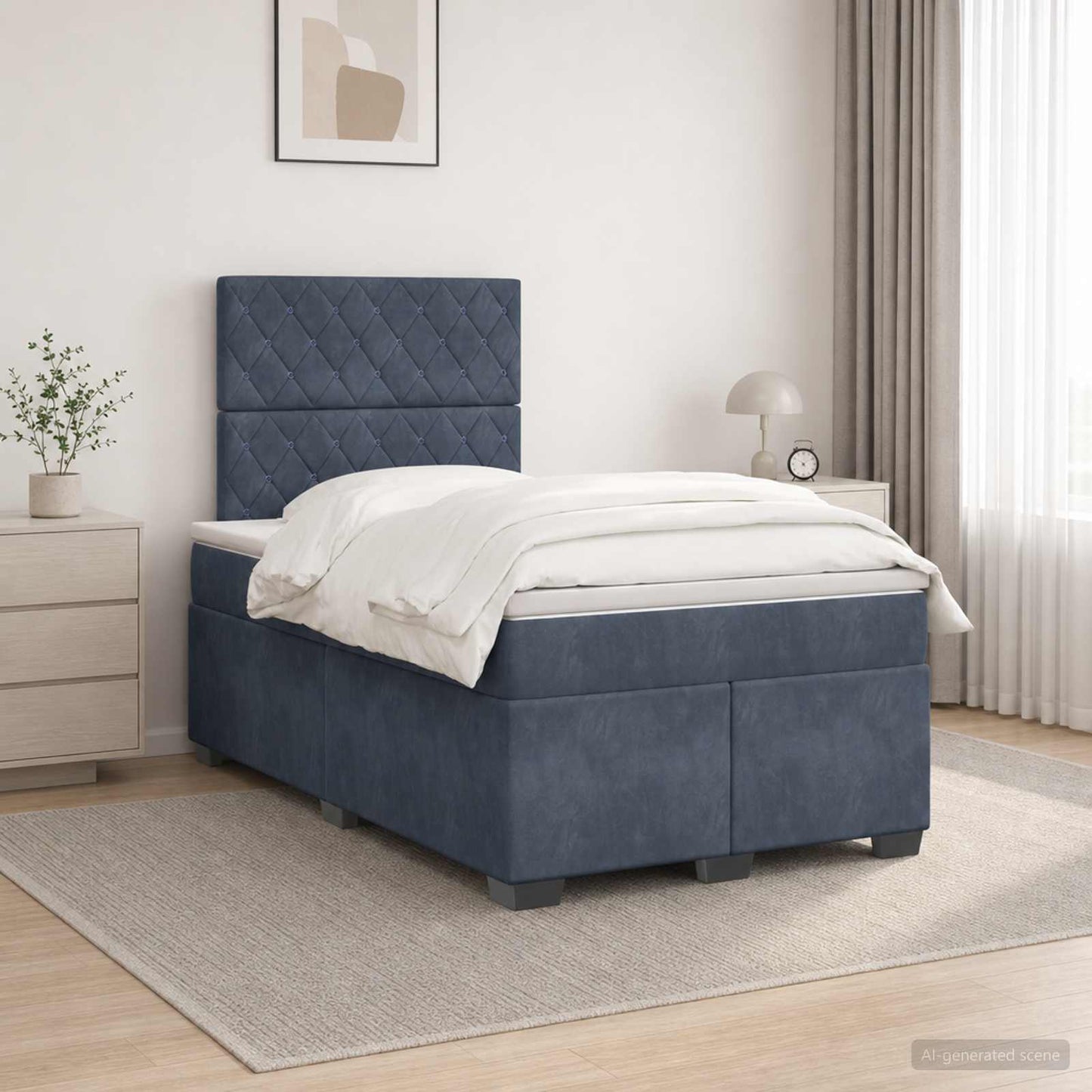 Boxmadras med topmadras Mørkegrå 120 x 190 cm Fløjl