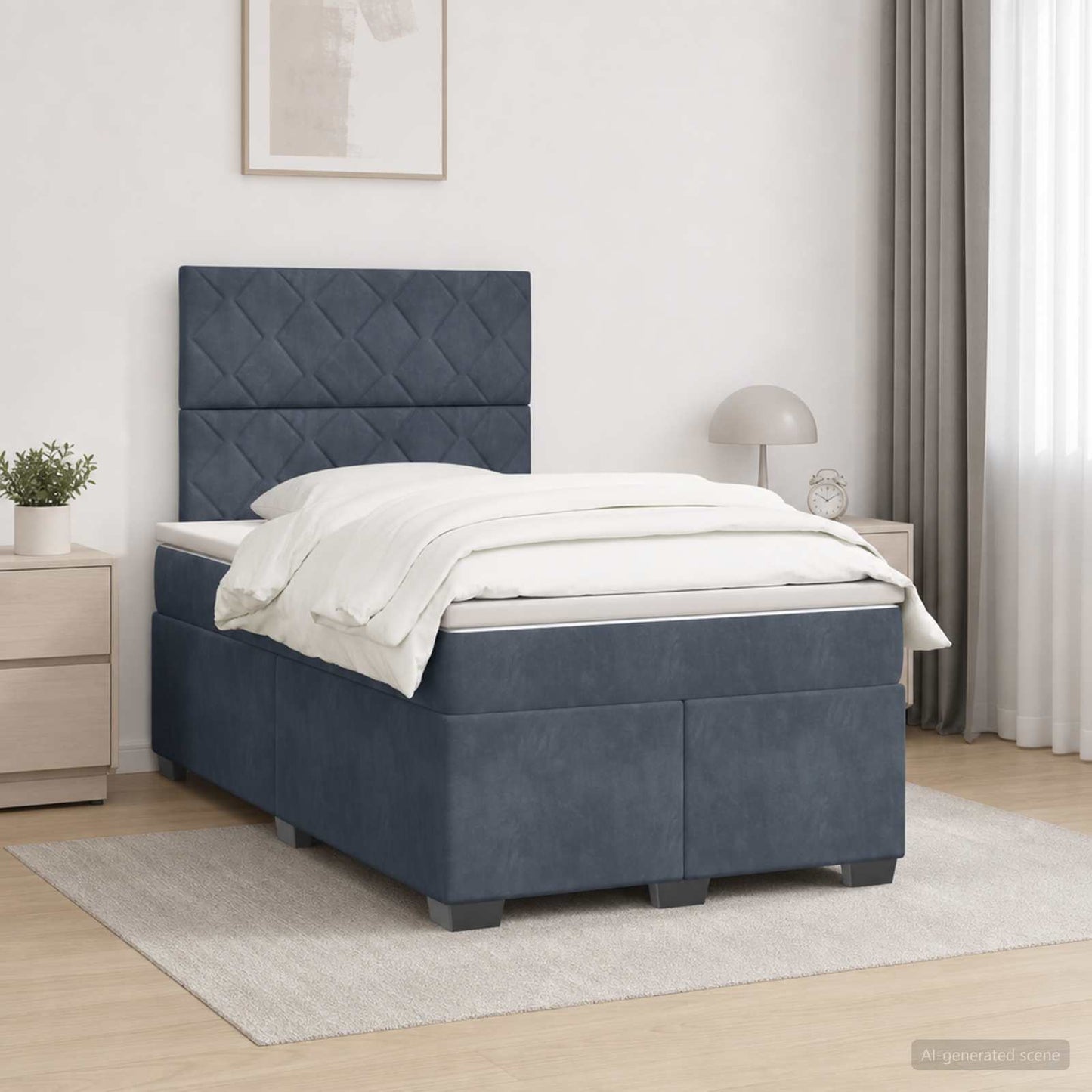 Boxmadras med topmadras Mørkegrå 120 x 190 cm Fløjl