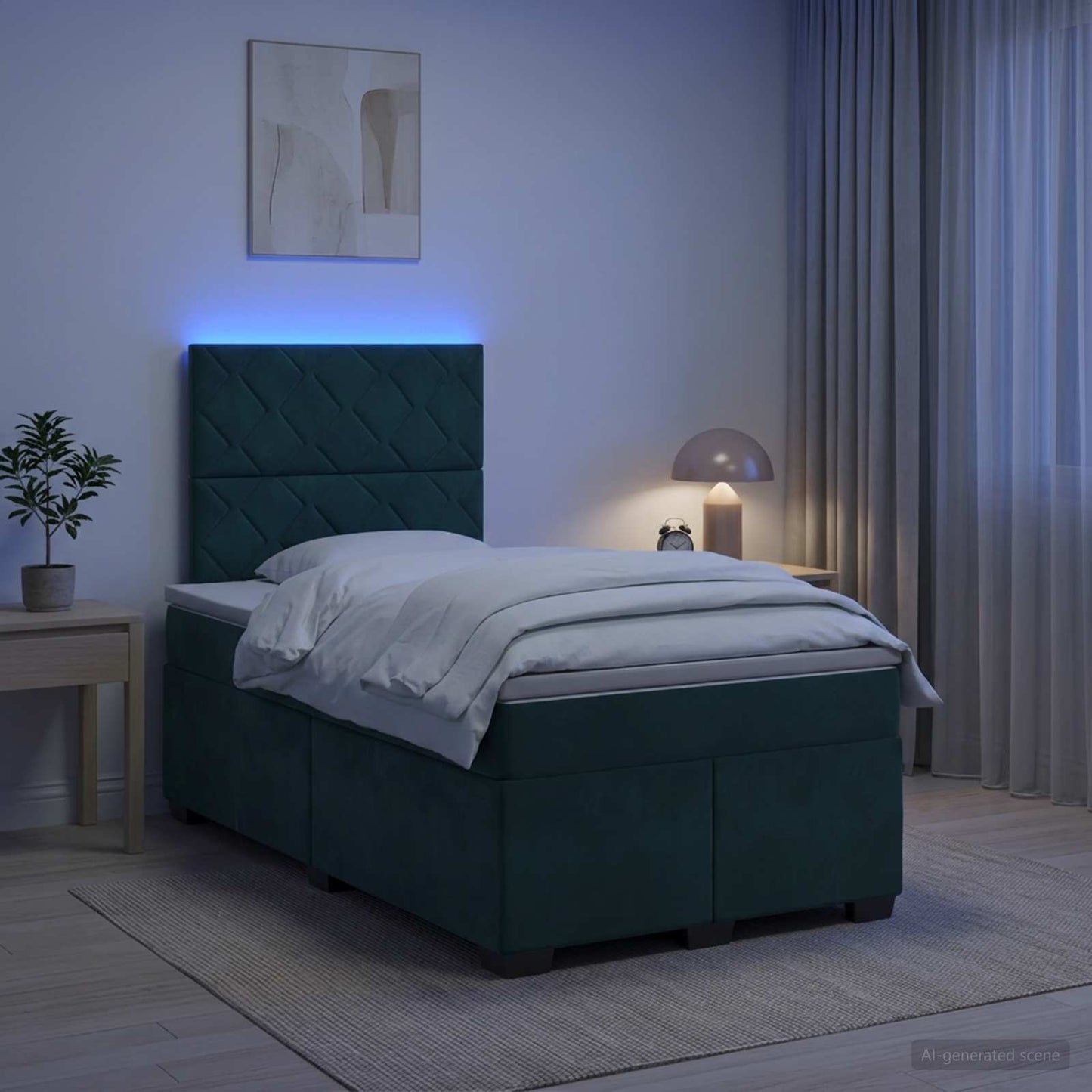 Boxmadras med topmadras Mørkegrøn 120 x 200 cm Fløjl