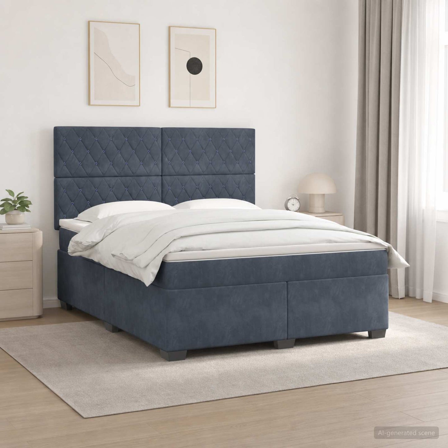 Boxmadras med topmadras Mørkegrå 140 x 190 cm Fløjl