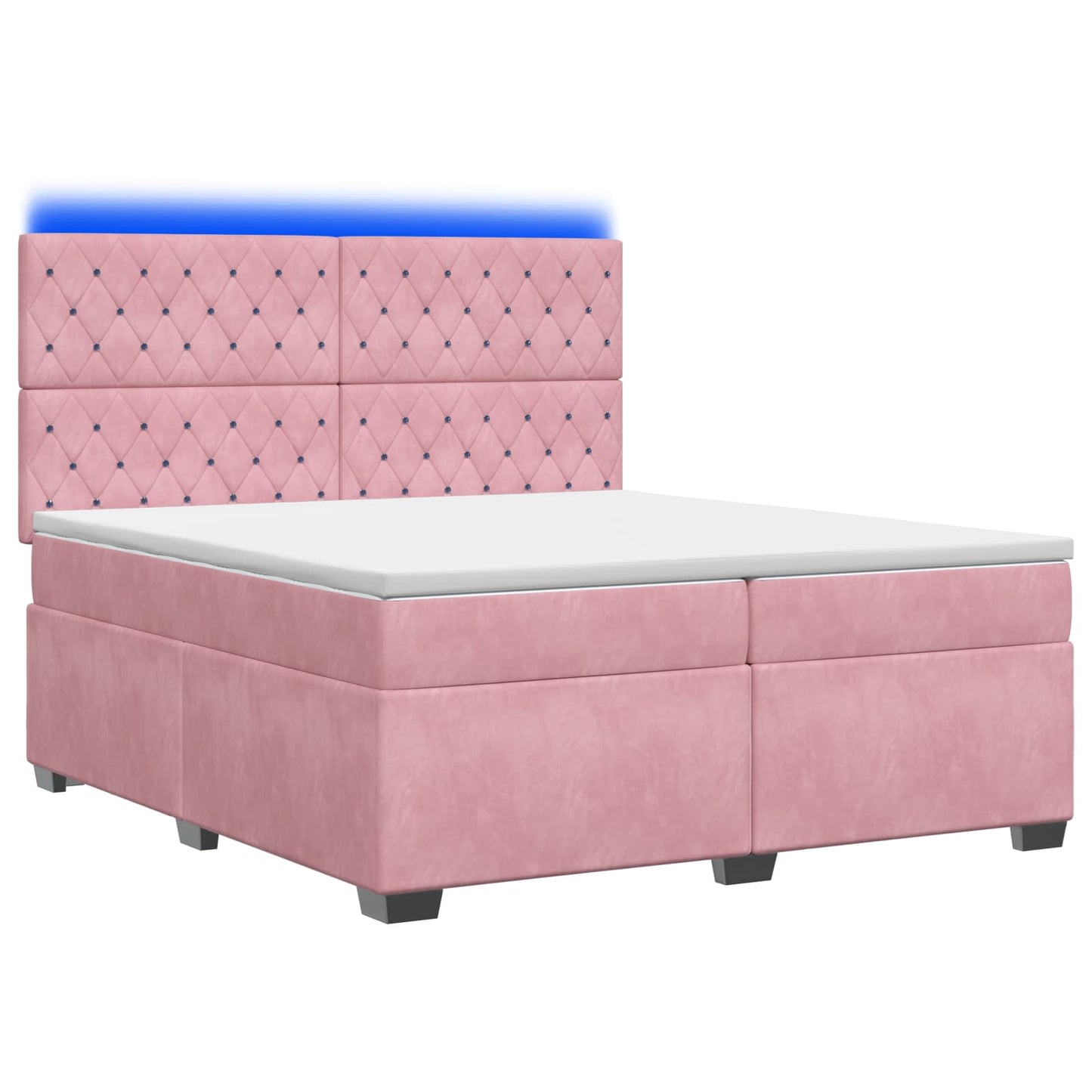 Boxmadras med topmadras Lyserød 200 x 200 cm Fløjl