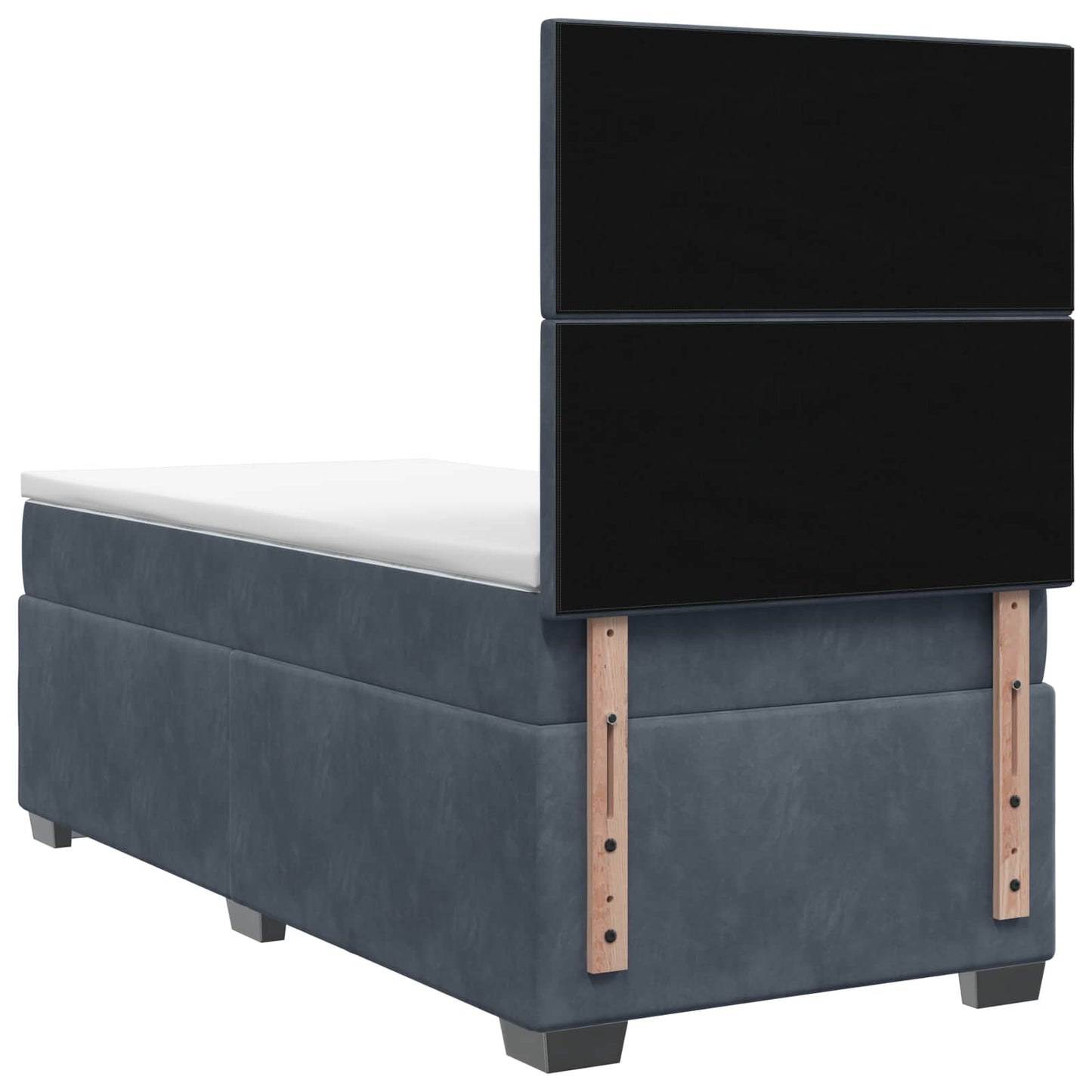 Box Spring Seng med Madras og LED Mørkegrå 90 x 190 cm Fløjl