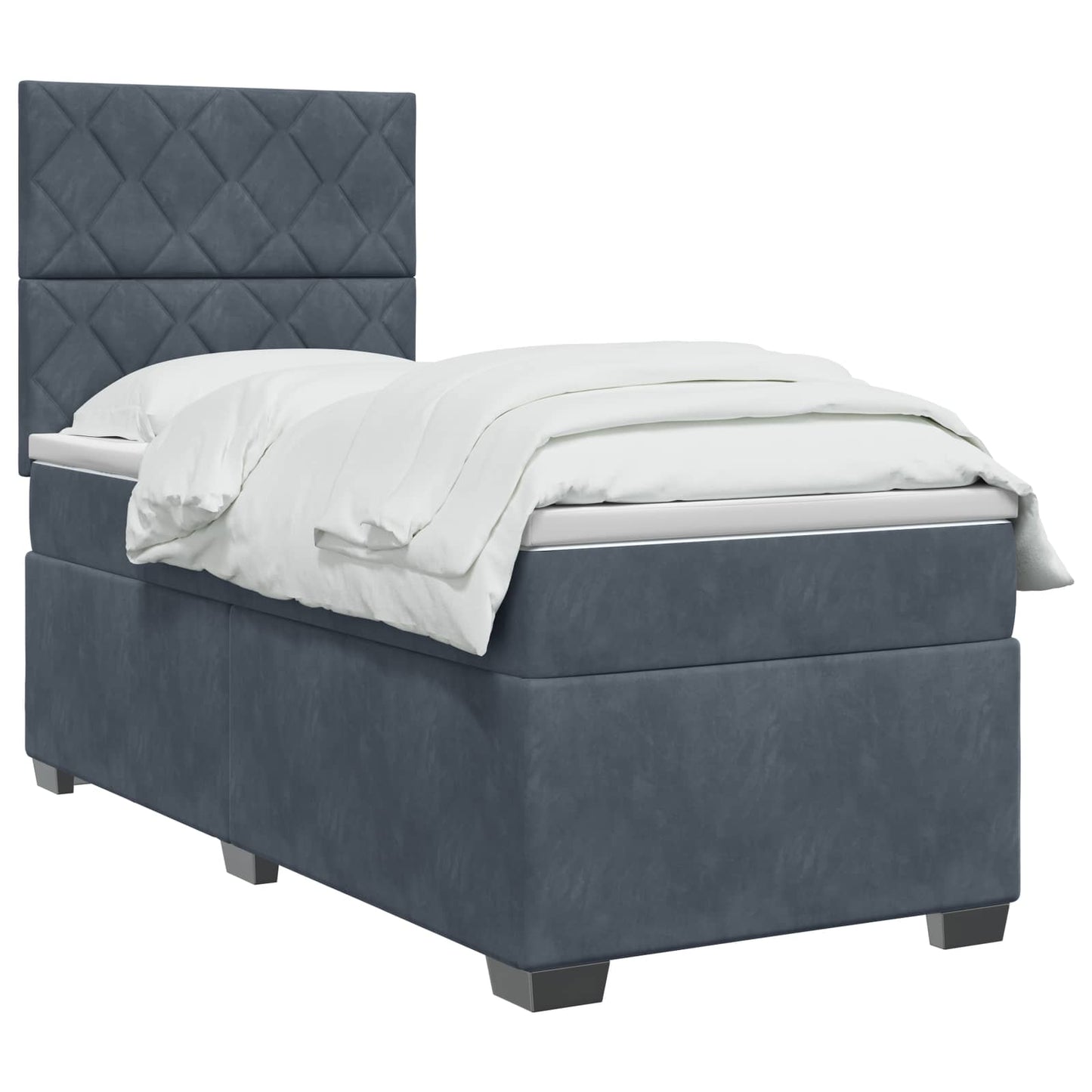 Box Spring Seng med Madras og LED Mørkegrå 90 x 190 cm Fløjl