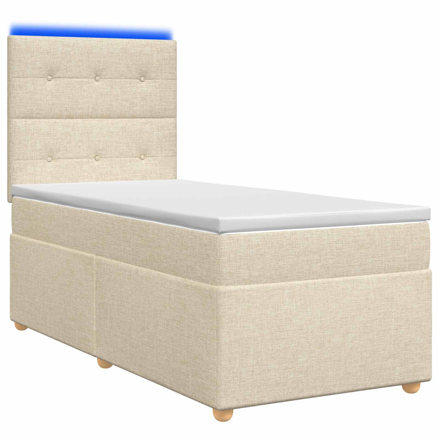 Boxmadras med topmadras Cremefarvet 80 x 200 cm Stof