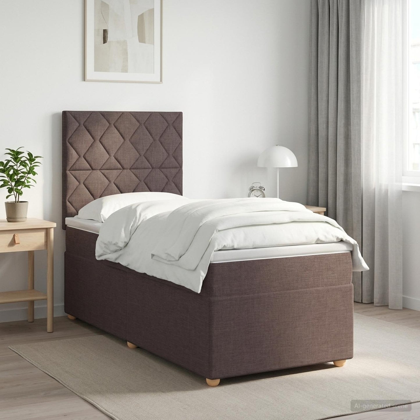 Boxmadras med topmadras Mørk Brun 90 x 200 cm Stof