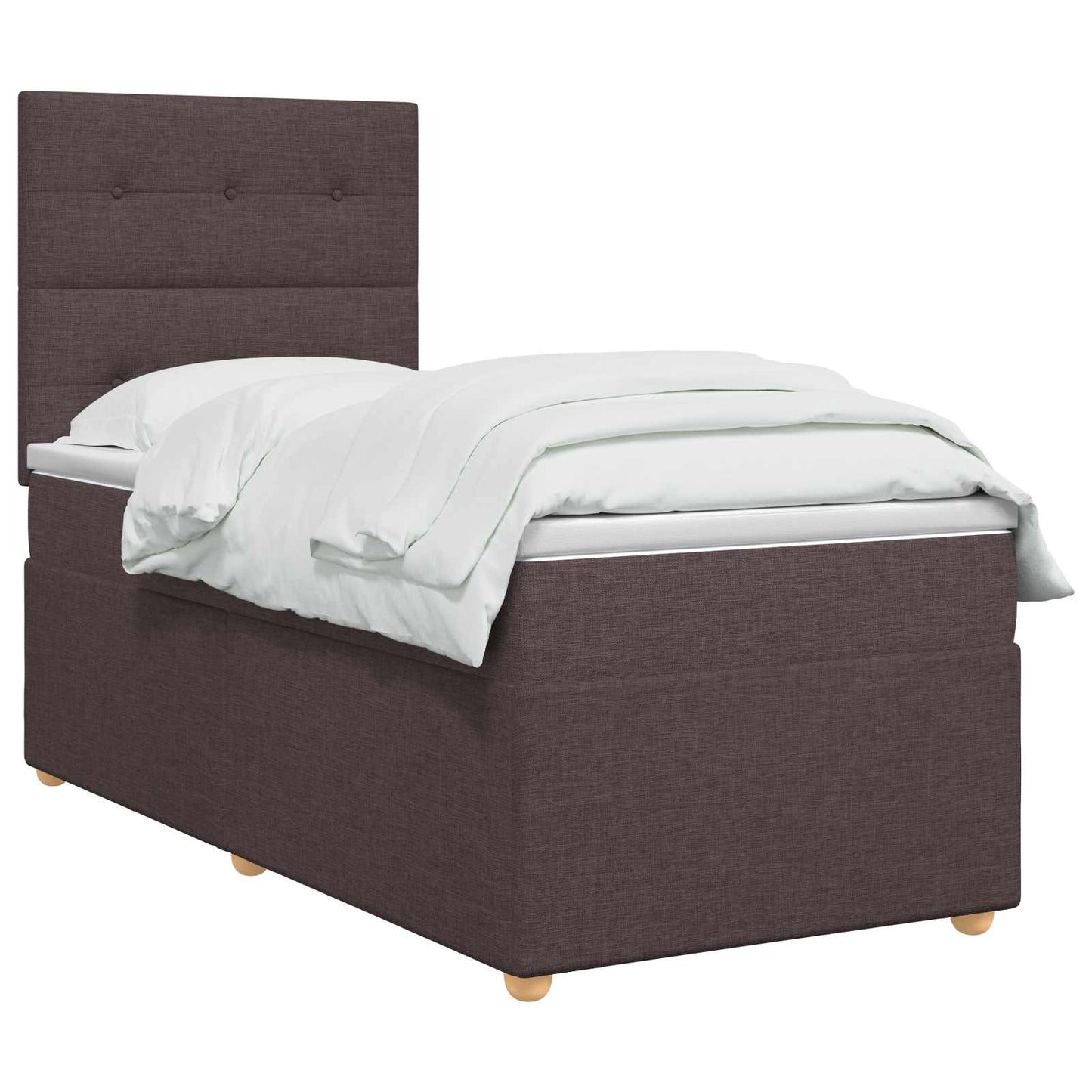 Boxmadras med topmadras Mørk Brun 90 x 190 cm Stof
