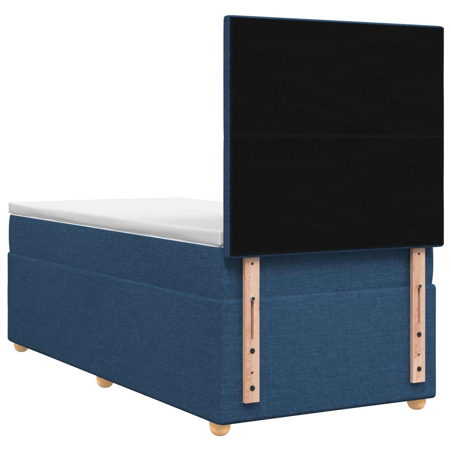 Boxmadras med topmadras med hovedgærde Blå 90 x 200 cm Stof