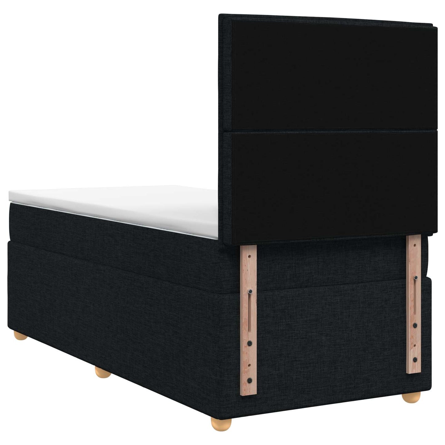 Boxmadras med topmadras med hovedgærde Sort 90 x 200 cm Stof