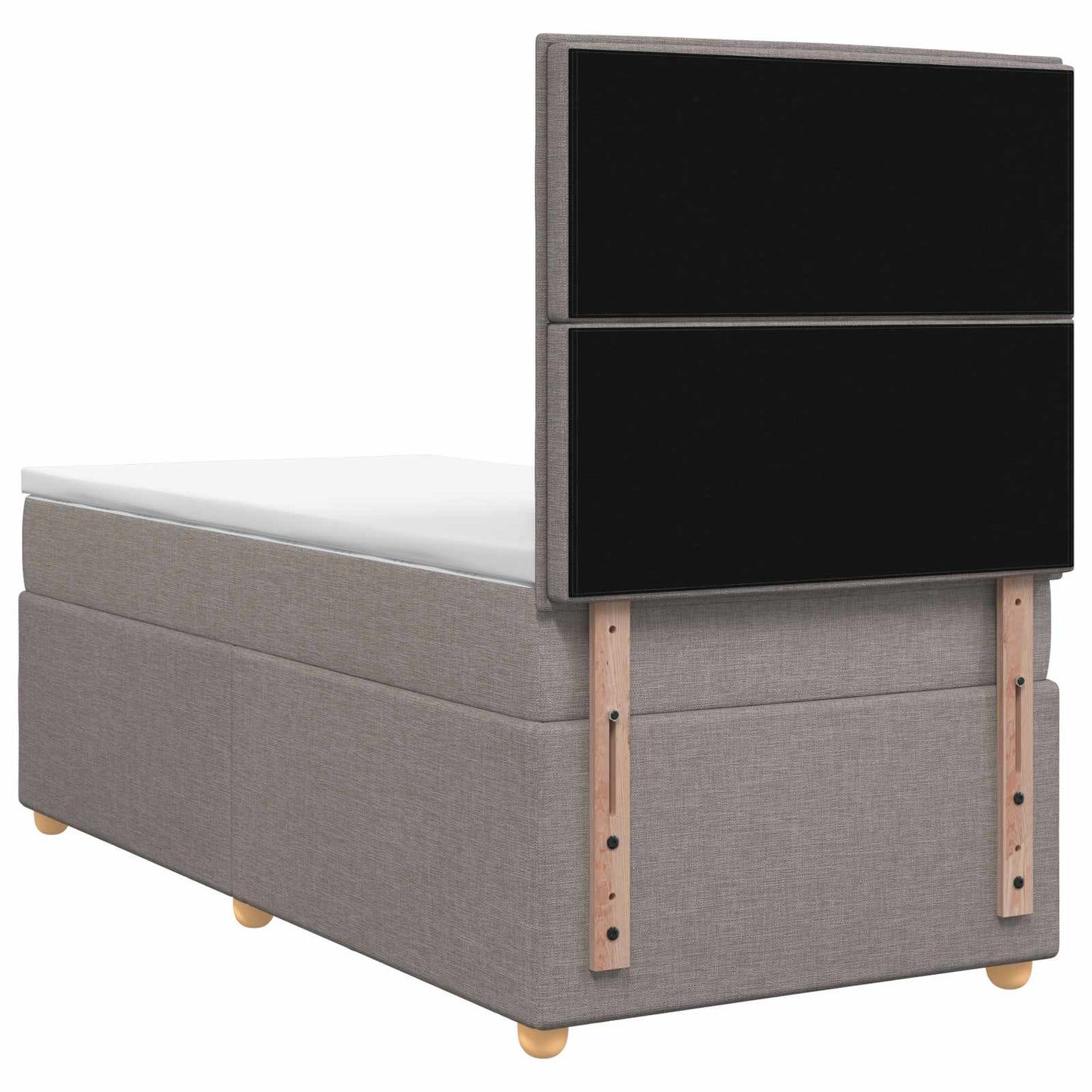 Boxmadras med topmadras med hovedgærde Gråbrun 90 x 200 cm Stof