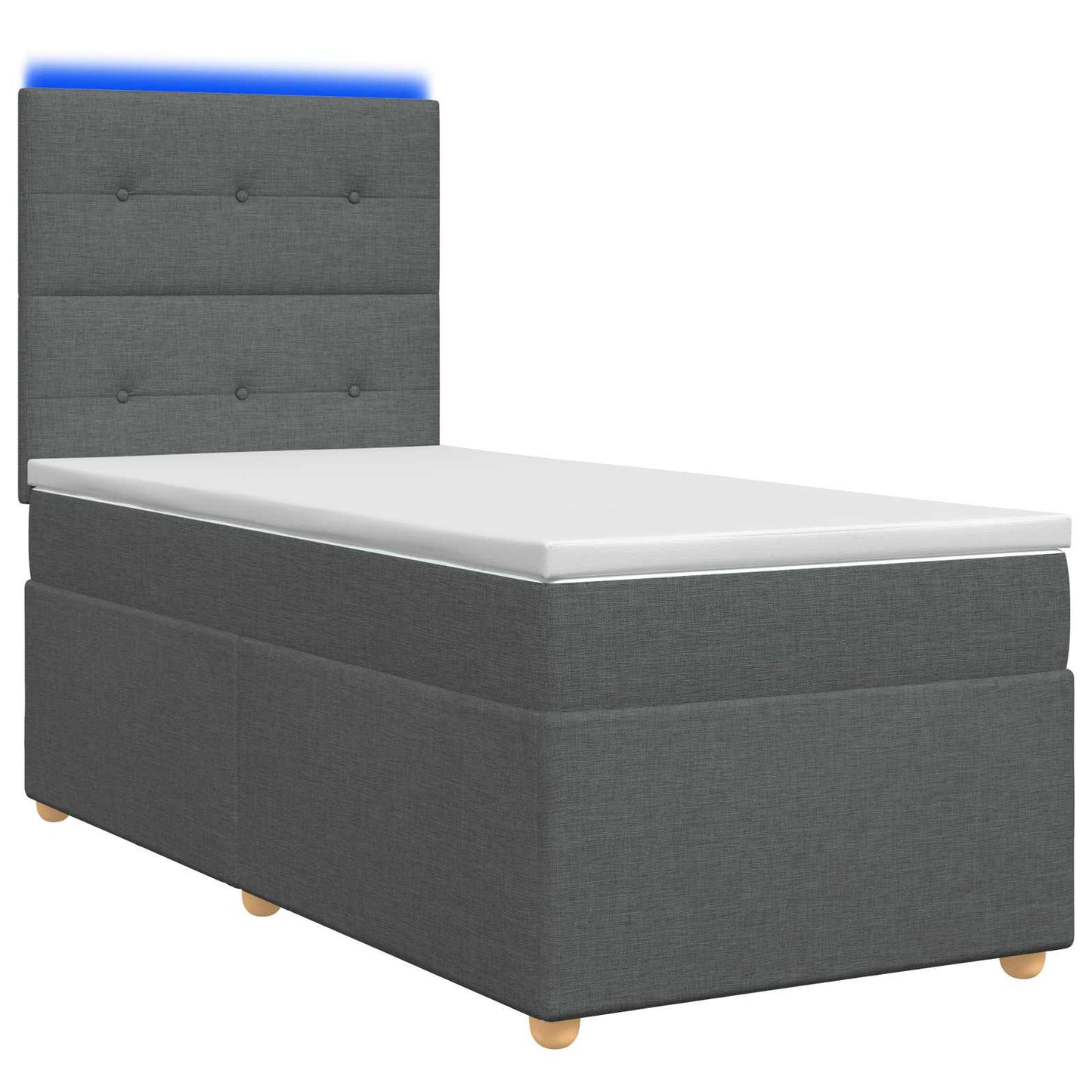 Boxmadras med topmadras Mørkegrå 100 x 200 cm Stof