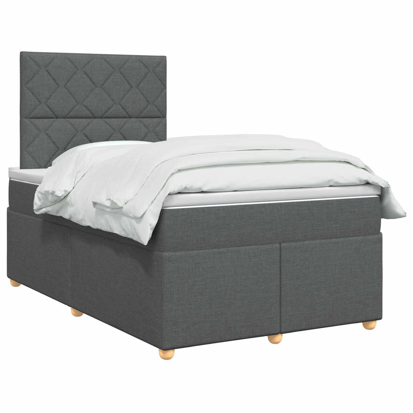 Boxmadras med topmadras Mørkegrå 120 x 190 cm Stof