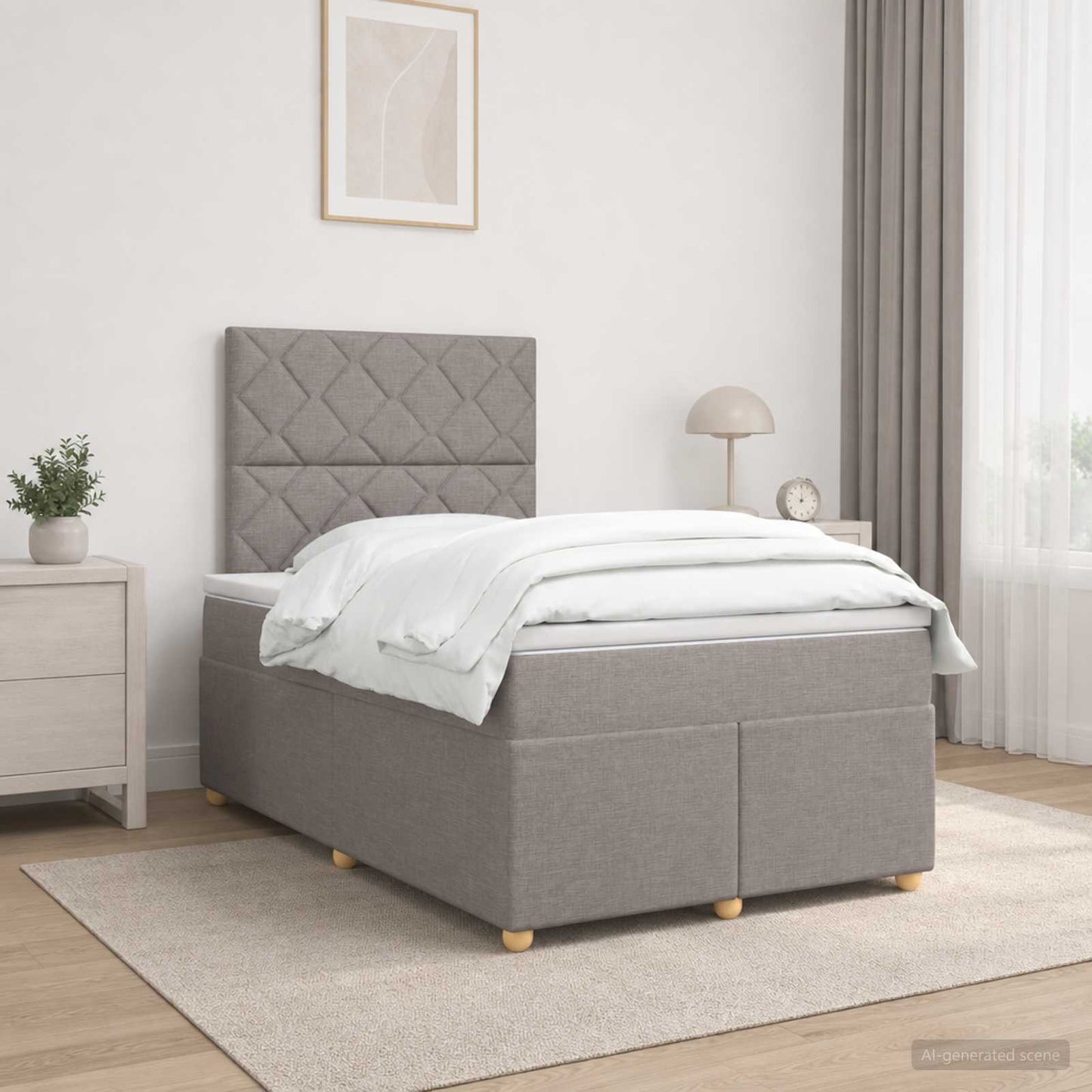 Boxmadras med topmadras Gråbrun 120 x 200 cm Stof