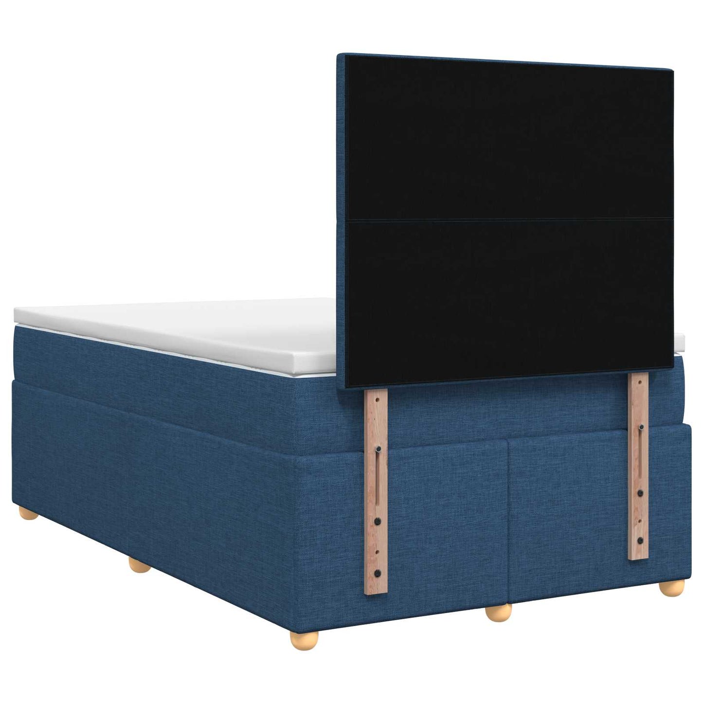 Boxmadras med topmadras med hovedgærde Blå 120 x 200 cm Stof