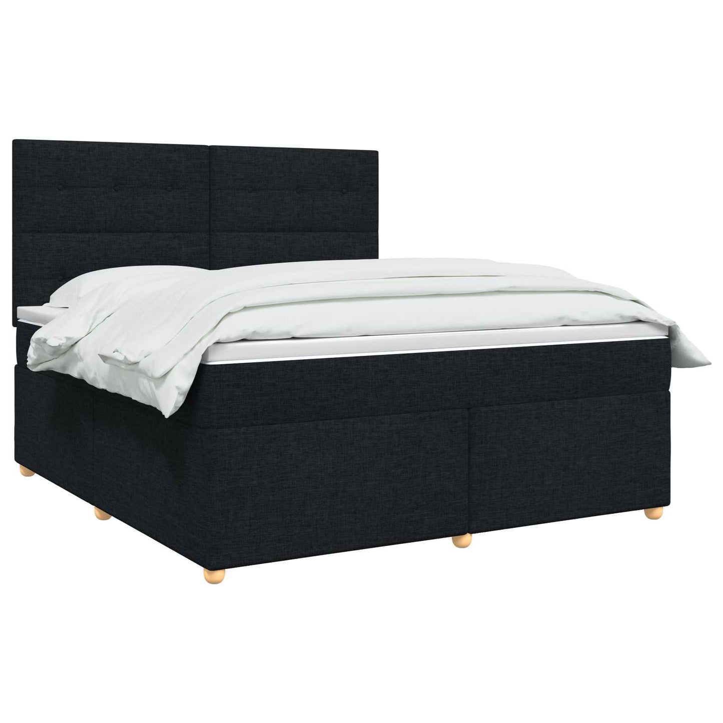Boxmadras med topmadras med hovedgærde Sort 140 x 190 cm Stof