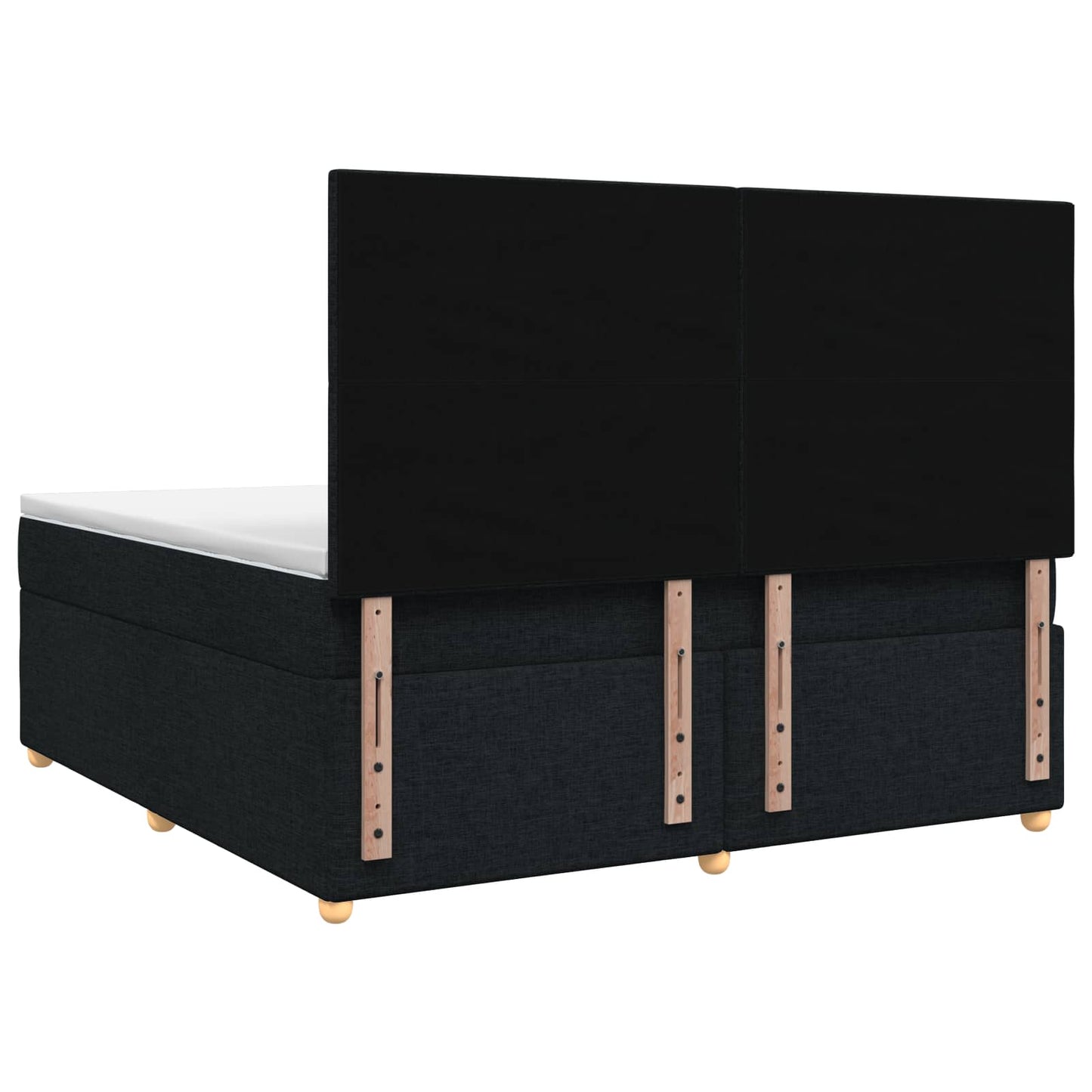 Boxmadras med topmadras med hovedgærde Sort 140 x 200 cm Stof