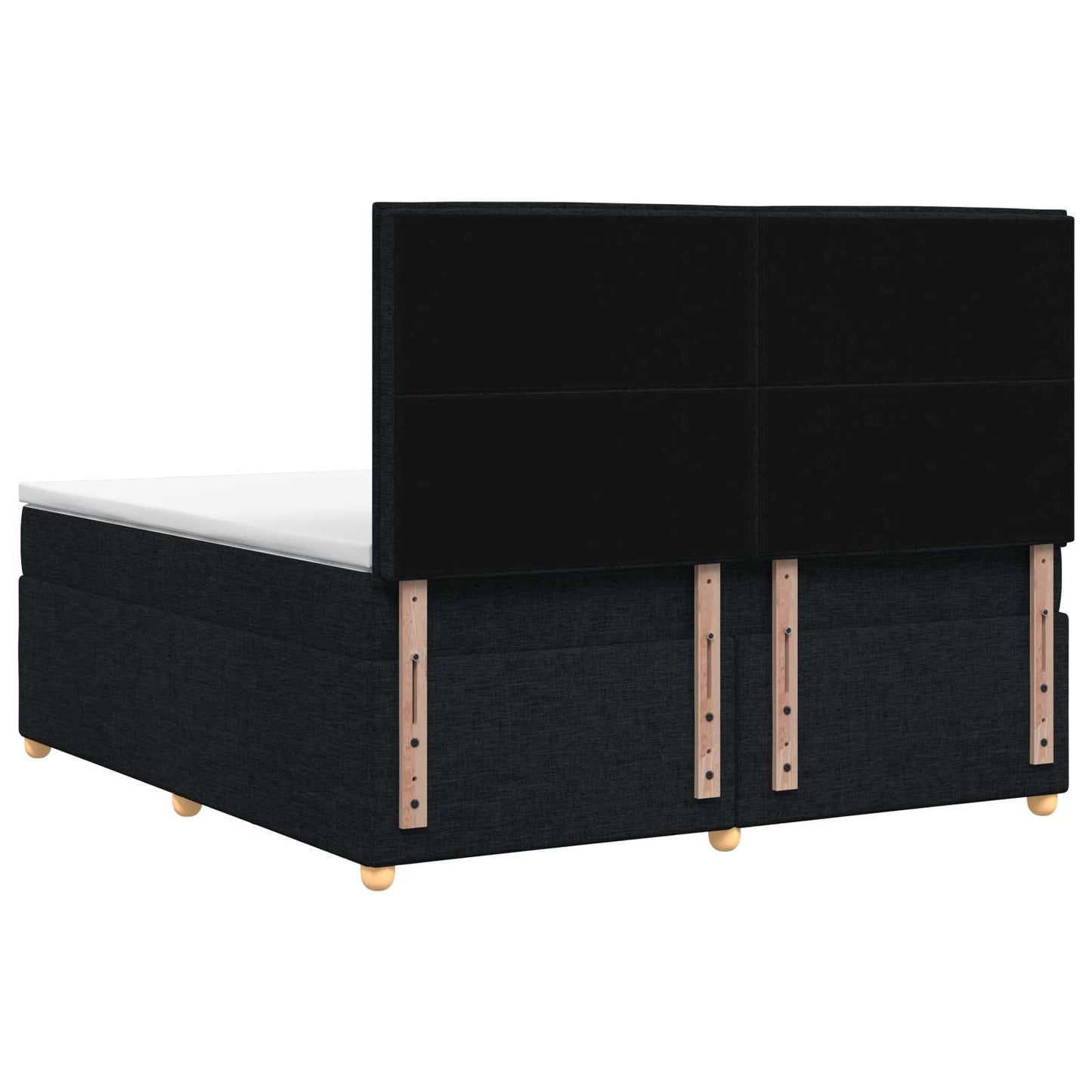 Boxmadras med topmadras med hovedgærde Sort 160 x 200 cm Stof