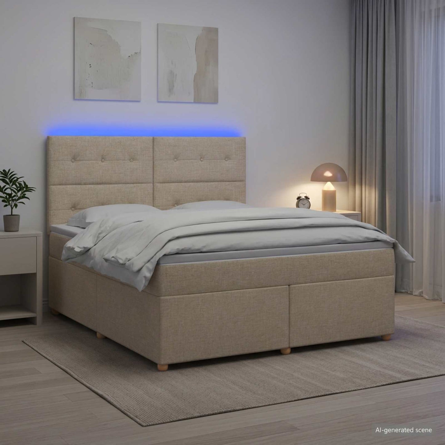Boxmadras med topmadras Cremefarvet 180 x 200 cm Stof