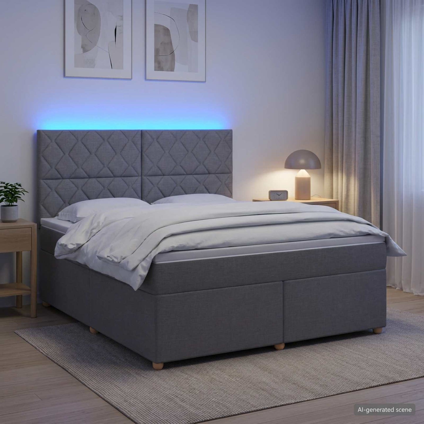 Boxmadras med topmadras Lysegrå 140 x 200 cm Stof