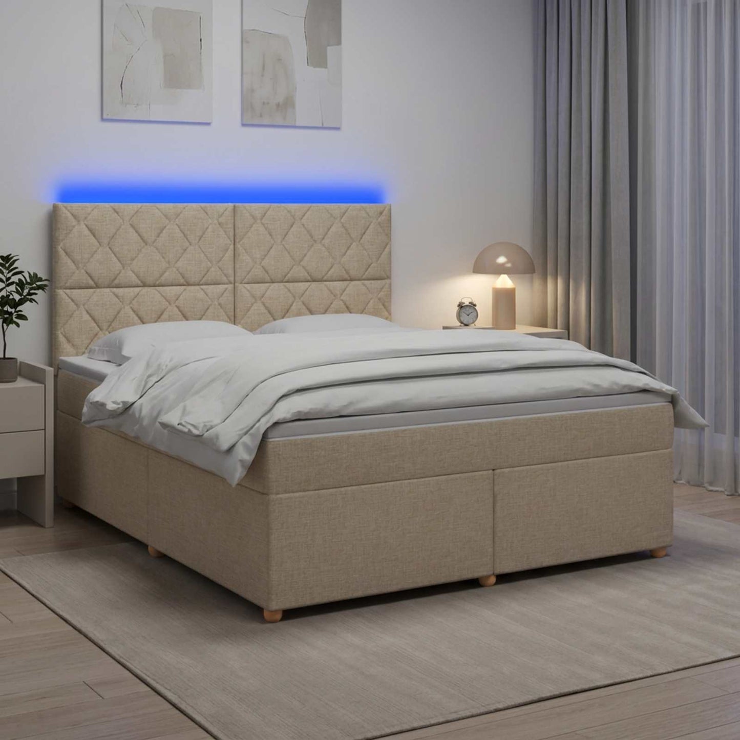 Boxmadras med topmadras Cremefarvet 160 x 200 cm Stof