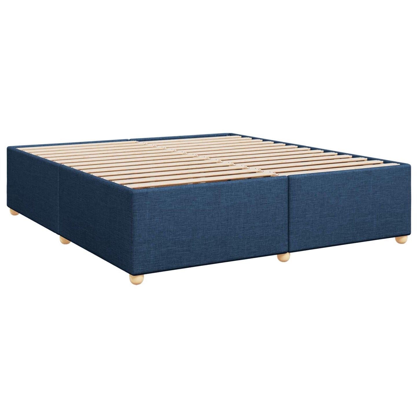 Boxmadras med topmadras med hovedgærde Blå 180 x 200 cm Stof