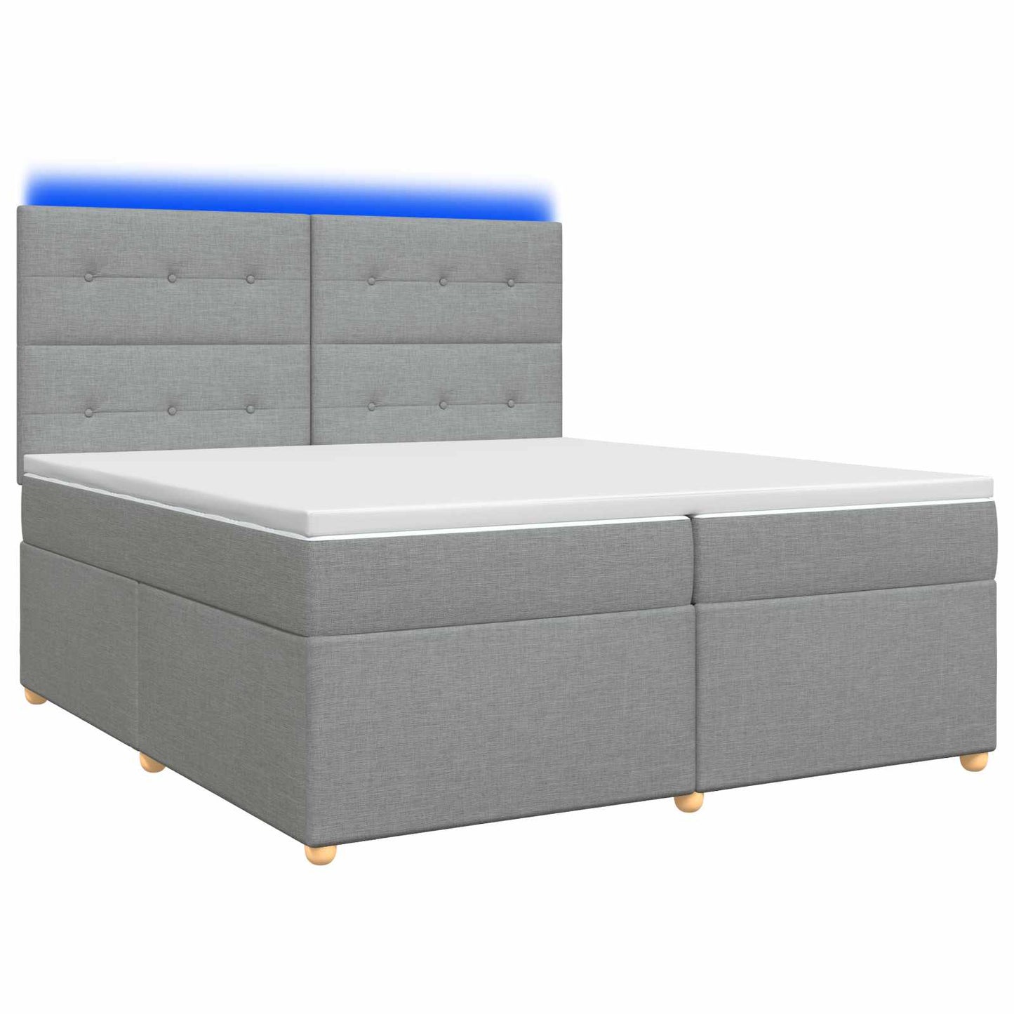 Boxmadras med topmadras Lysegrå 200 x 200 cm Stof