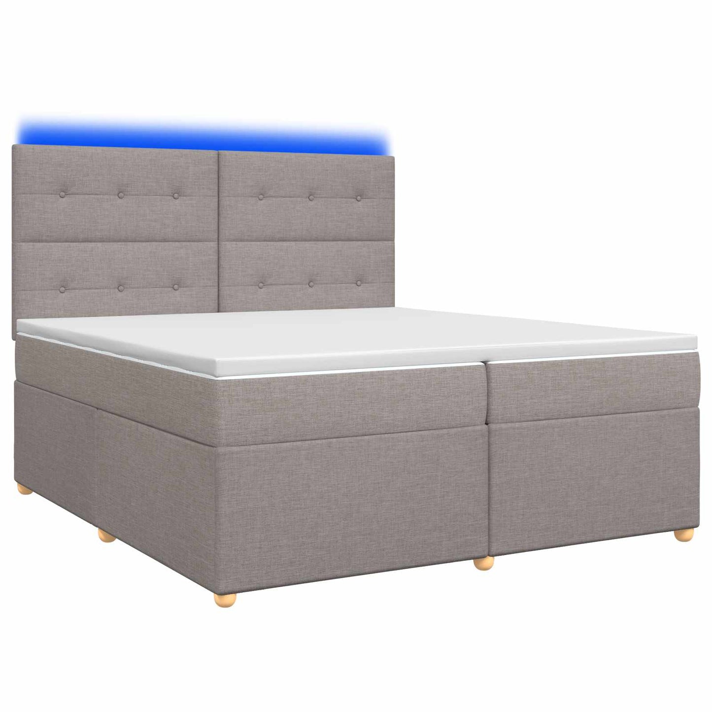 Boxmadras med topmadras Gråbrun 200 x 200 cm Stof
