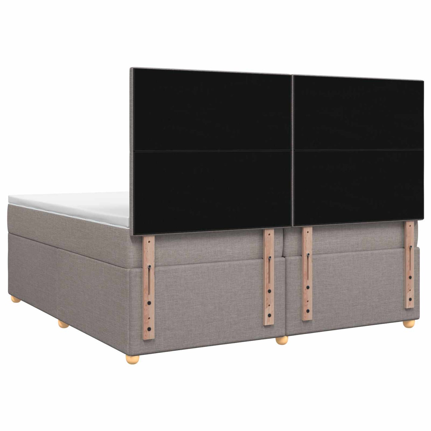 Boxmadras med topmadras Gråbrun 200 x 200 cm Stof