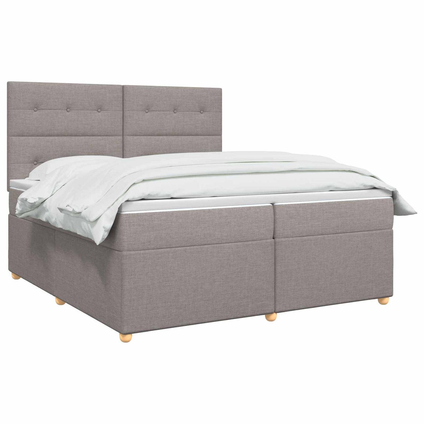 Boxmadras med topmadras Gråbrun 200 x 200 cm Stof