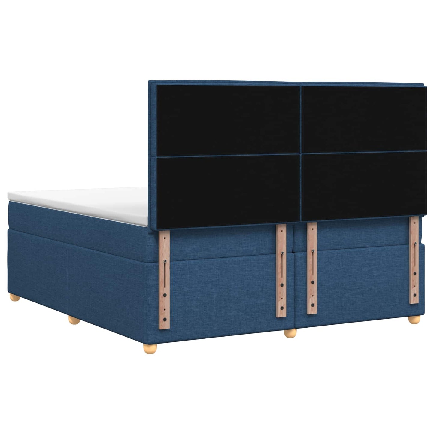 Boxmadras med topmadras med hovedgærde Blå 200 x 200 cm Stof