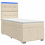 LED boksmadrasseng med madras Cremefarvet 80 x 200 cm Stof