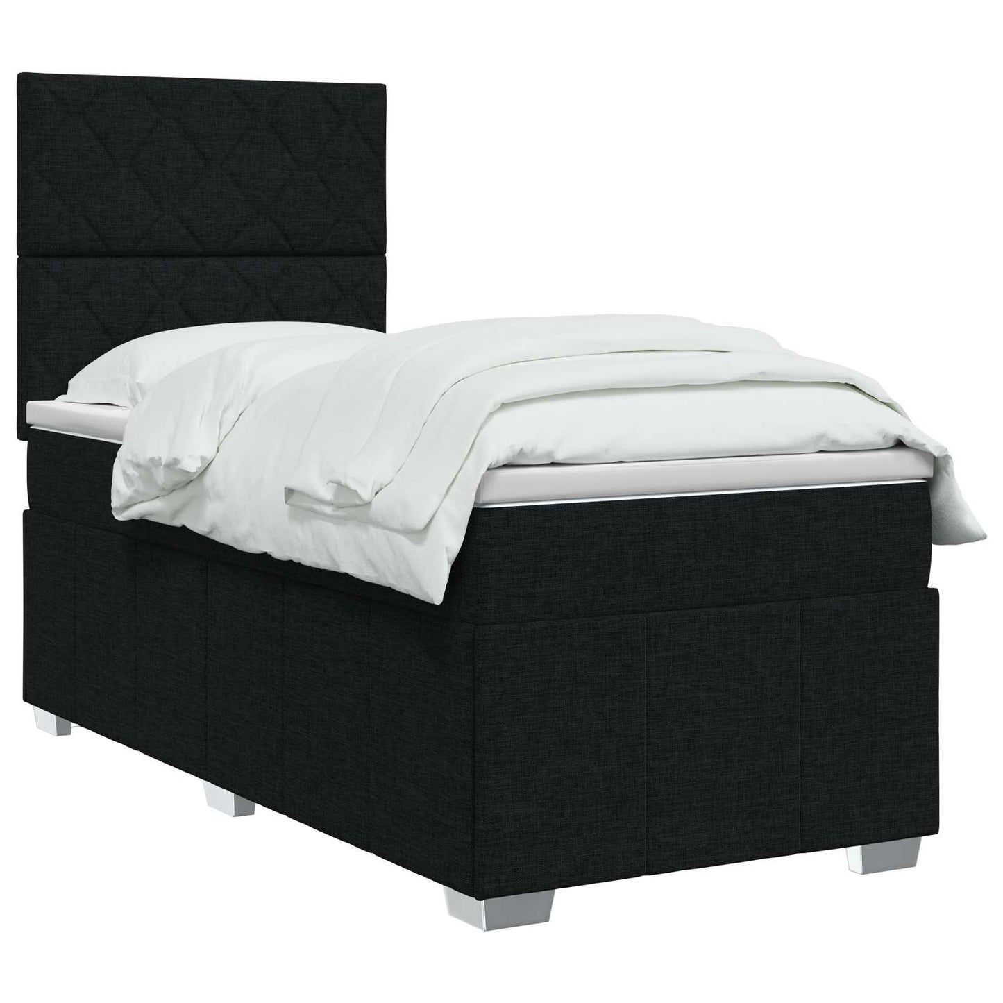 LED boksmadrasseng med madras Sort 80 x 200 cm Stof
