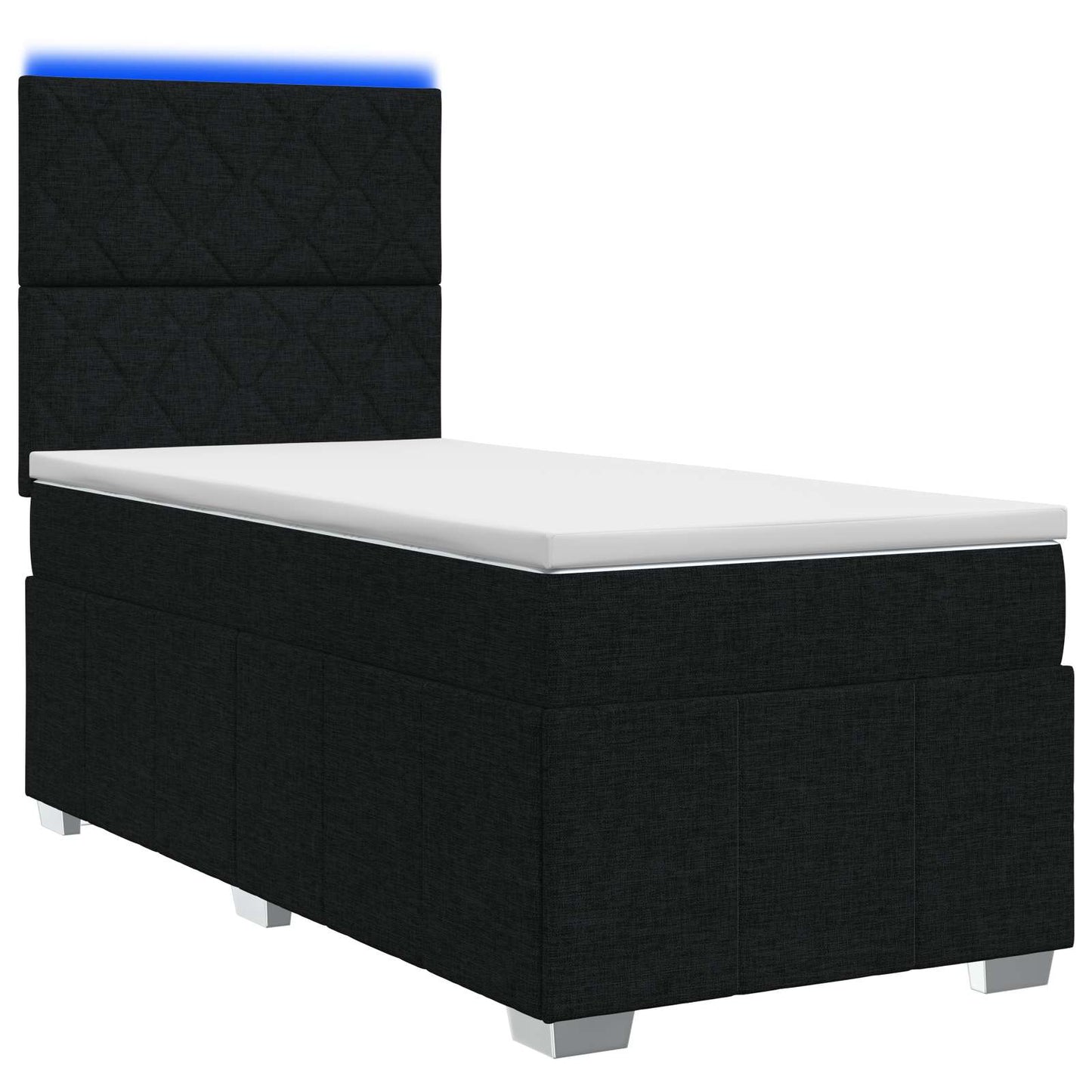 LED boksmadrasseng med madras Sort 90 x 200 cm Stof