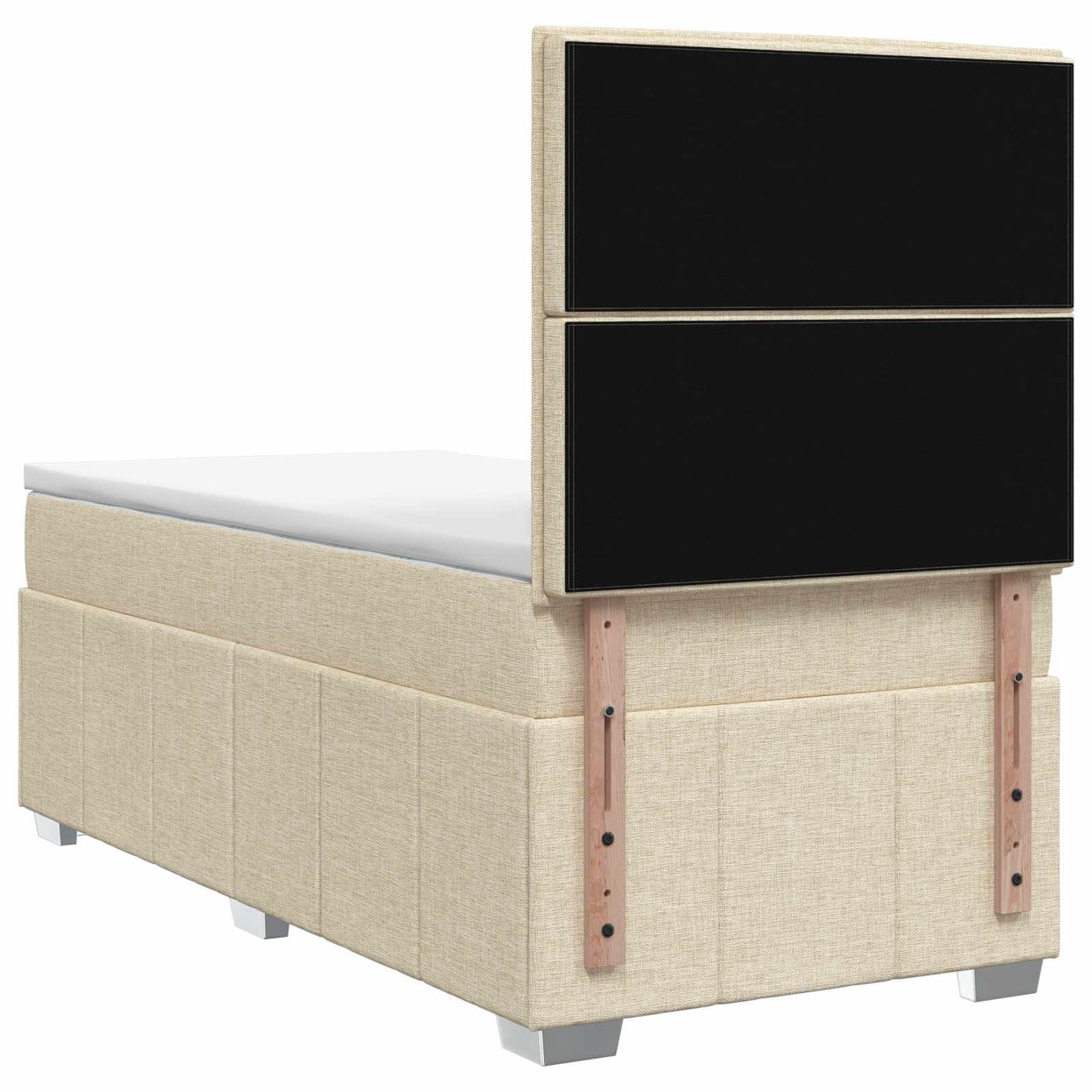 LED boksmadrasseng med madras Cremefarvet 100 x 200 cm Stof