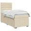 LED boksmadrasseng med madras Cremefarvet 100 x 200 cm Stof