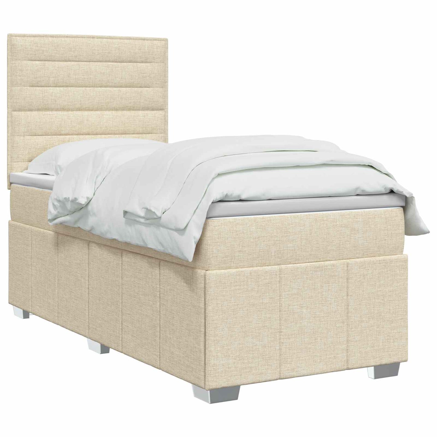 LED boksmadrasseng med madras Cremefarvet 100 x 200 cm Stof