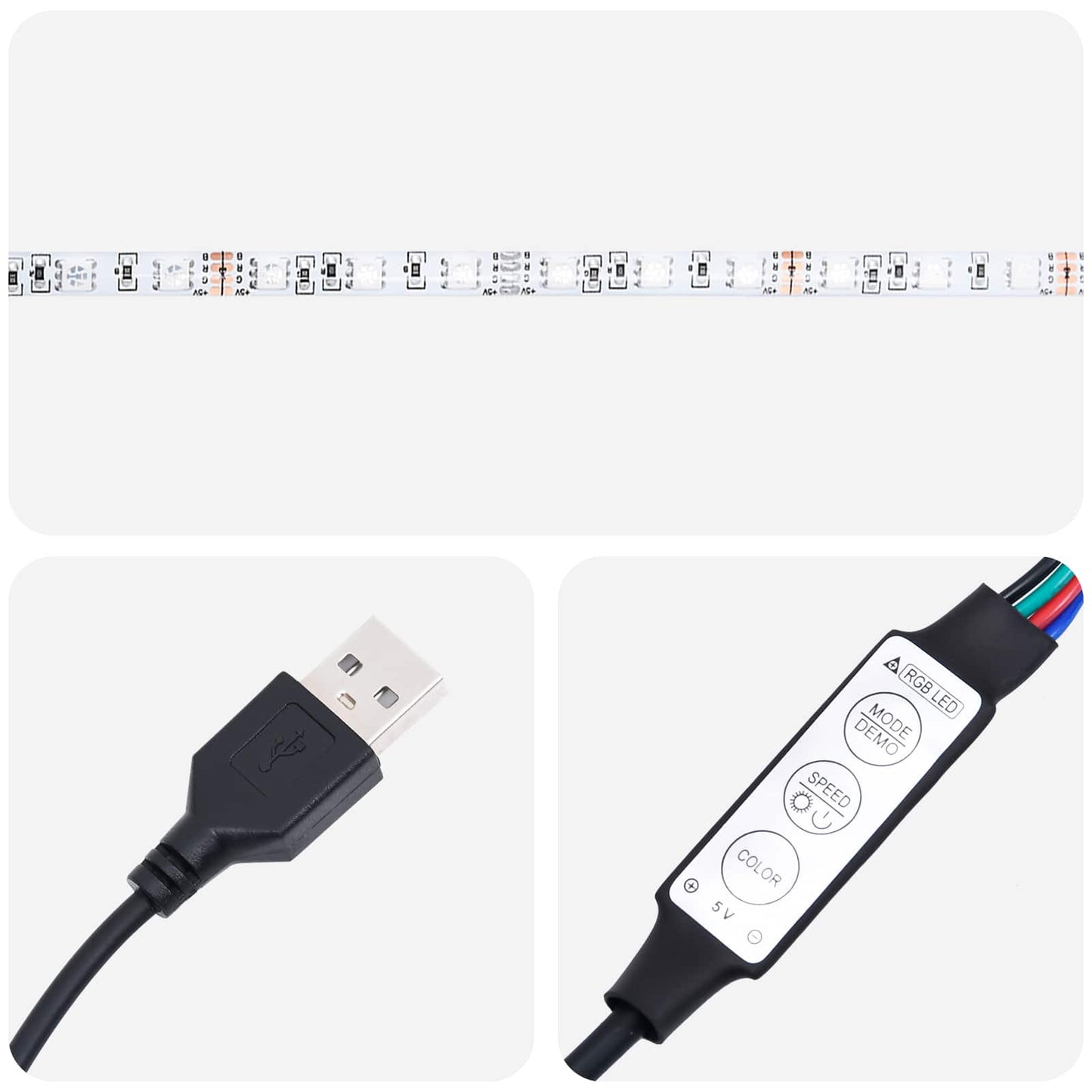 LED boksmadrasseng med madras Lysegrå 100 x 200 cm Stof
