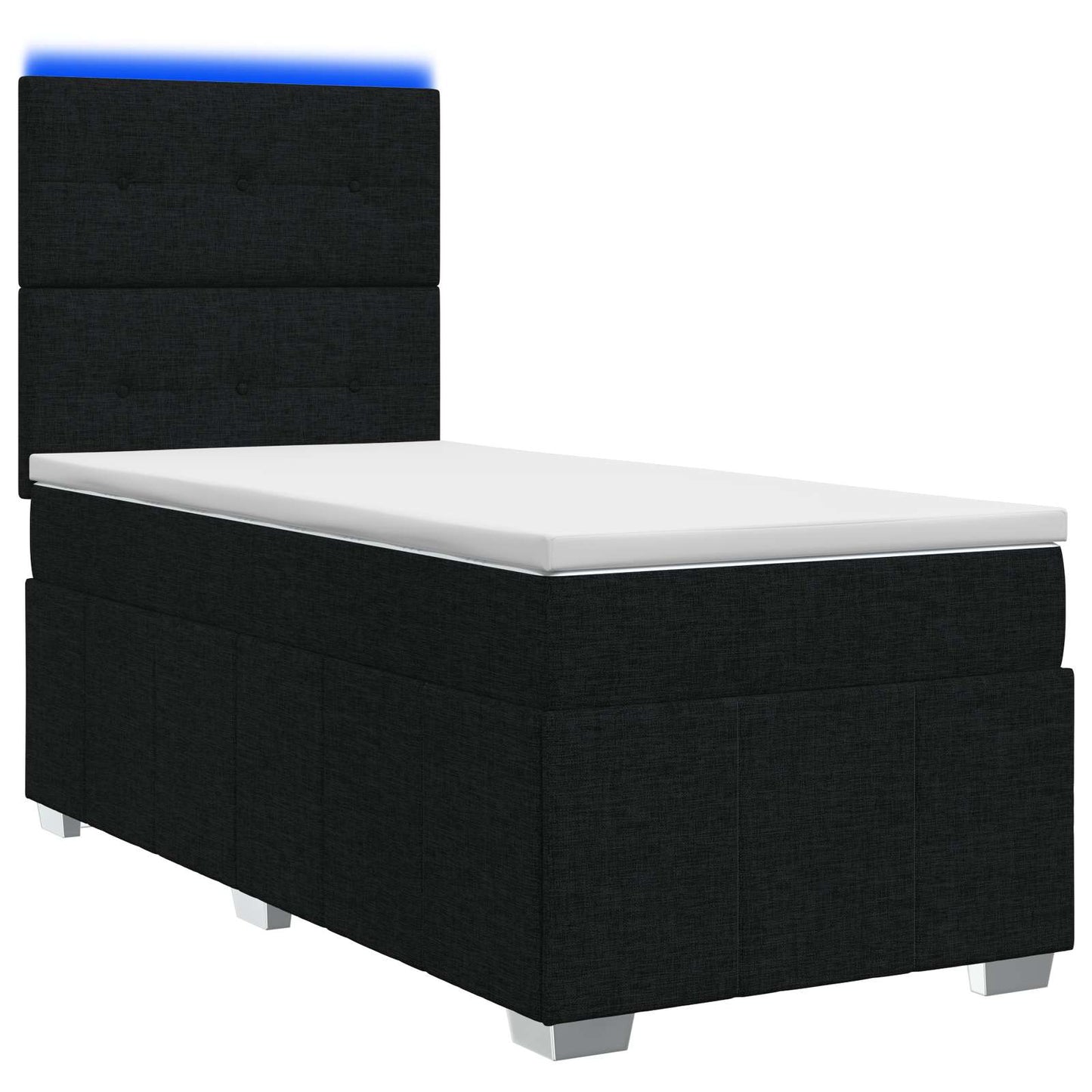 LED boksmadrasseng med madras Sort 100 x 200 cm Stof