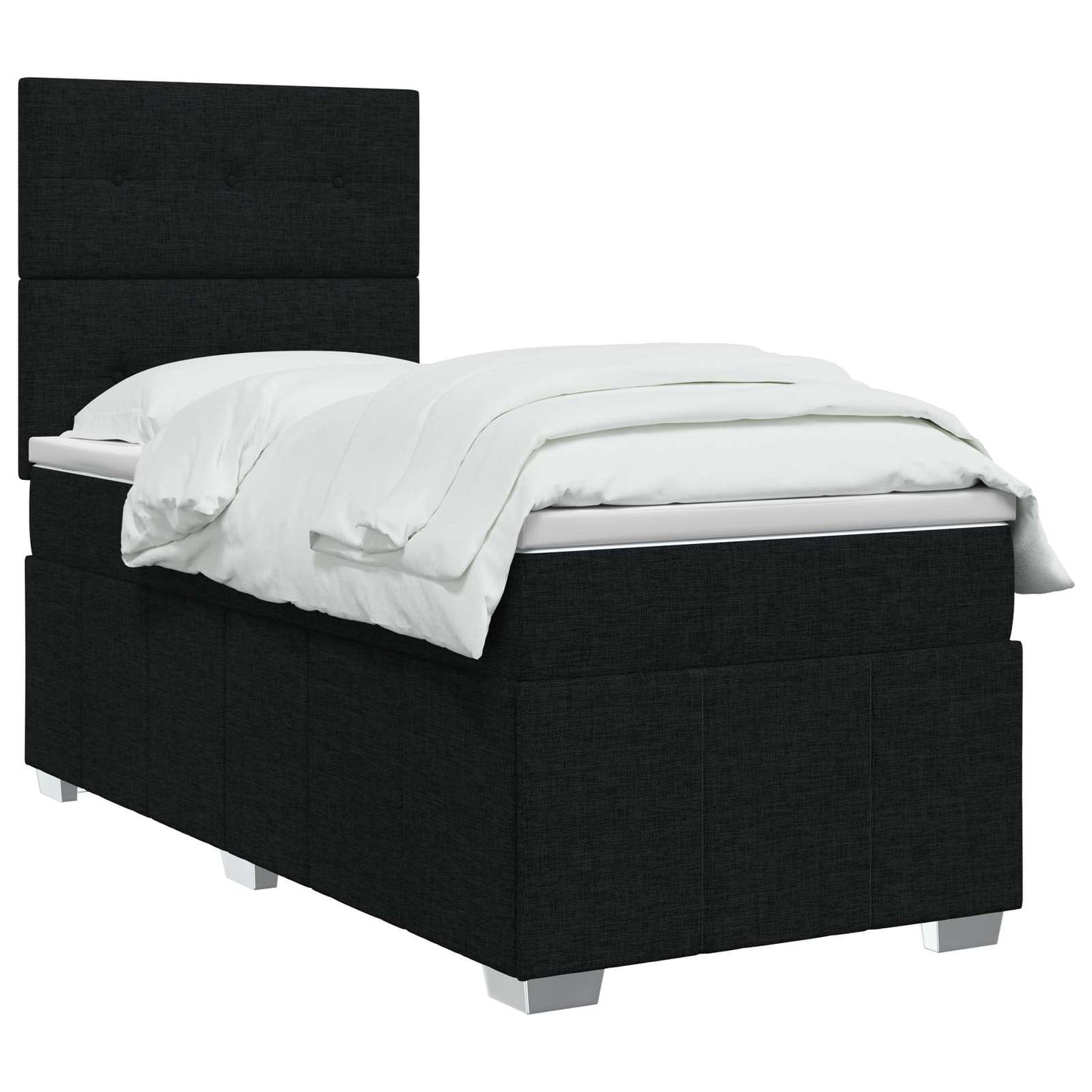LED boksmadrasseng med madras Sort 100 x 200 cm Stof