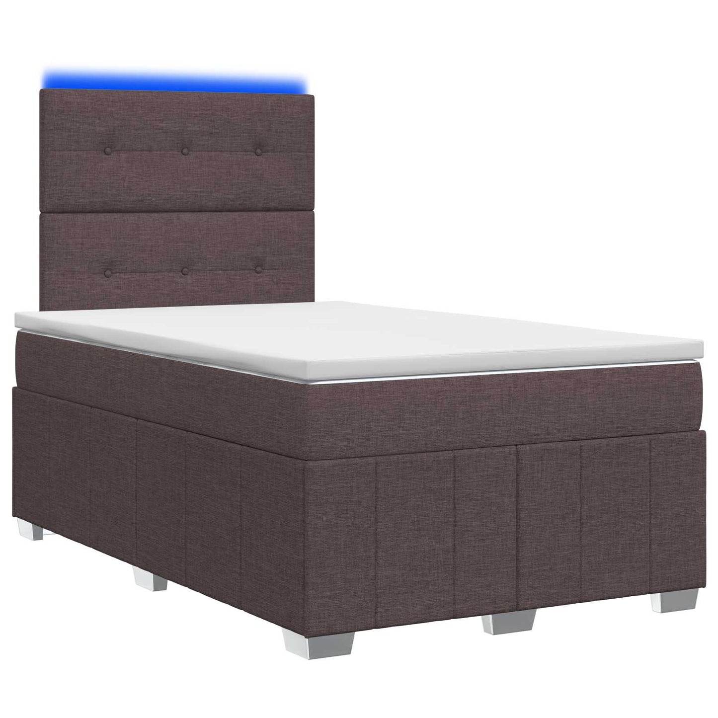LED boksmadrasseng med madras Mørk Brun 120 x 190 cm Stof