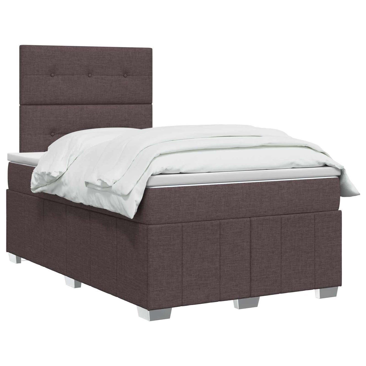 LED boksmadrasseng med madras Mørk Brun 120 x 190 cm Stof