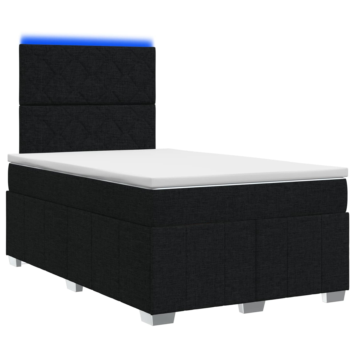 LED boksmadrasseng med madras Sort 120 x 190 cm Stof