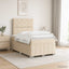 LED boksmadrasseng med madras Cremefarvet 120 x 190 cm Stof
