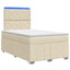 LED boksmadrasseng med madras Cremefarvet 120 x 190 cm Stof