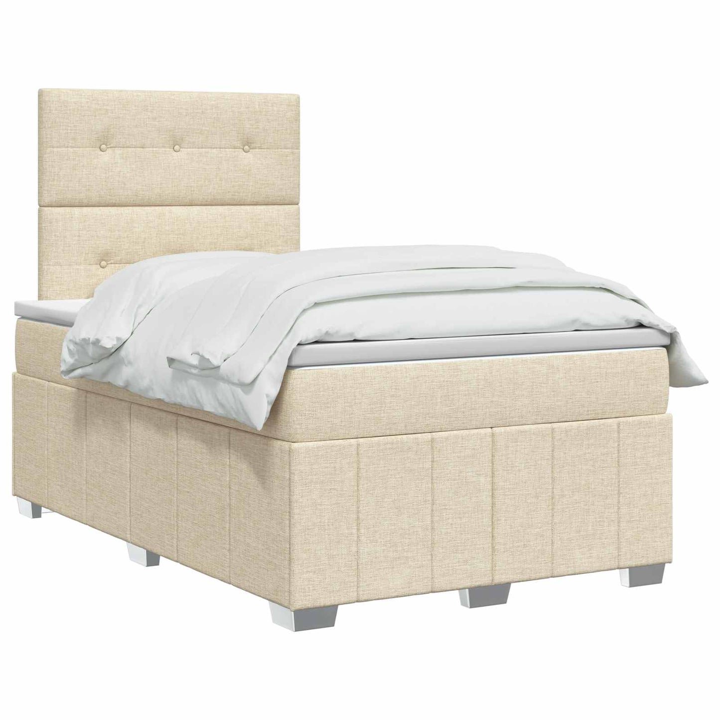 LED boksmadrasseng med madras Cremefarvet 120 x 200 cm Stof