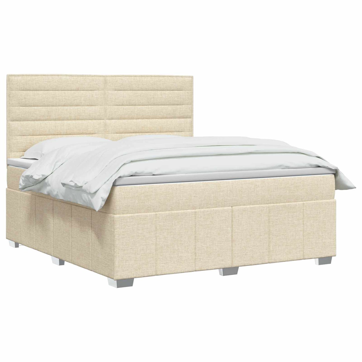 LED boksmadrasseng med madras Cremefarvet 140 x 190 cm Stof
