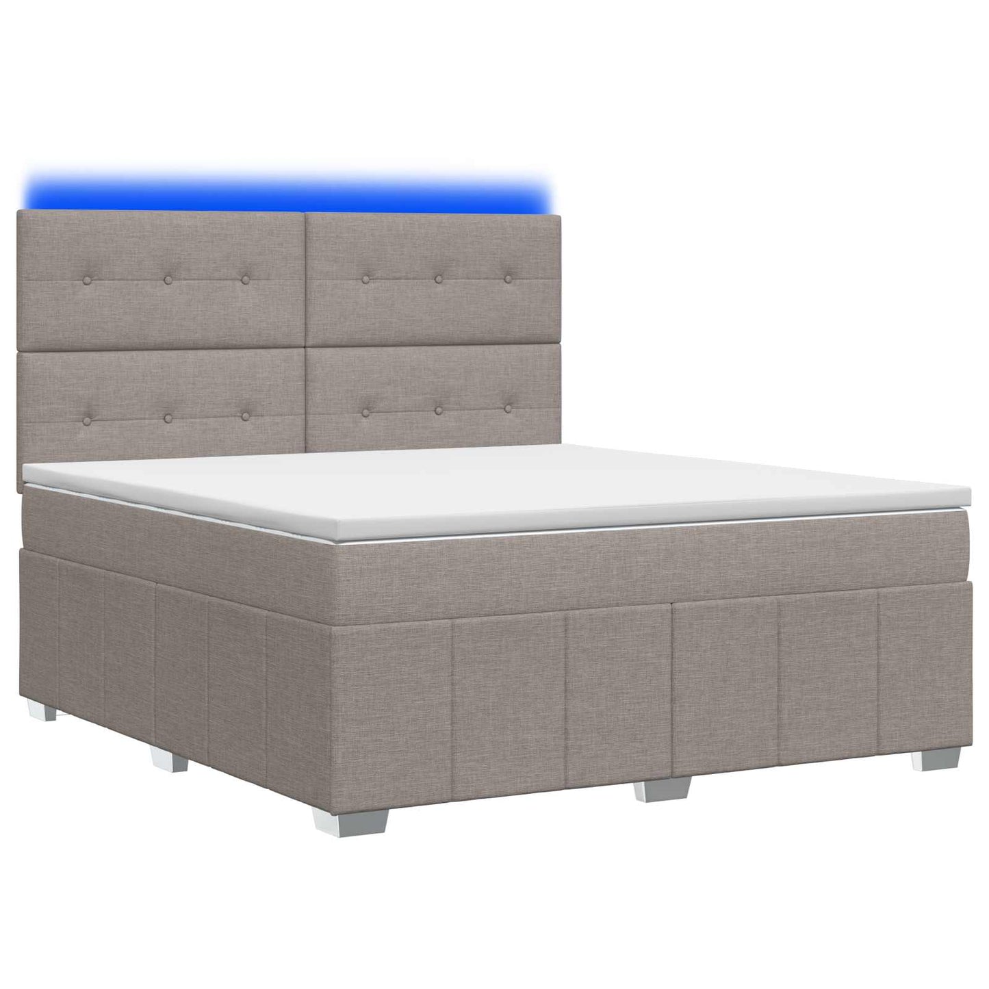 LED boksmadrasseng med madras Gråbrun 140 x 190 cm Stof