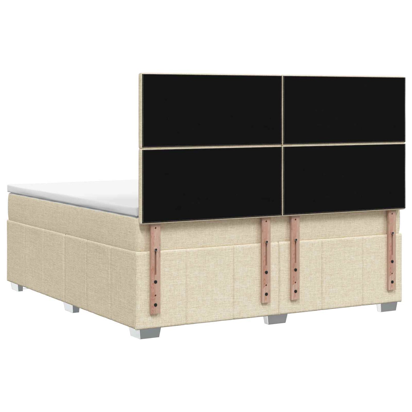 LED boksmadrasseng med madras Cremefarvet 140 x 190 cm Stof